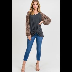 🍀Only 1 Left🍀. LEOPARD CONTRAST TOP